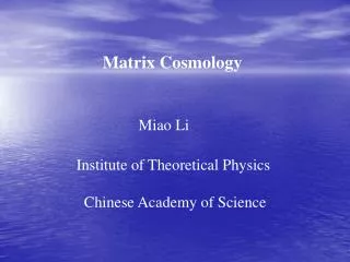 Matrix Cosmology