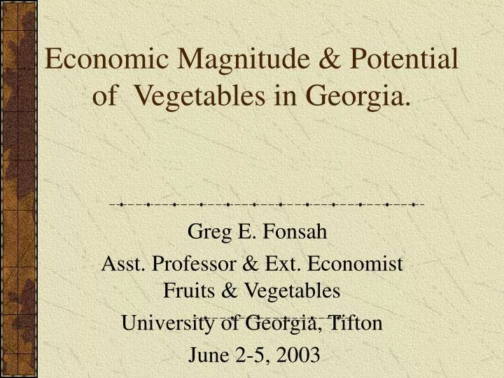 economic magnitude potential of vegetables in georgia