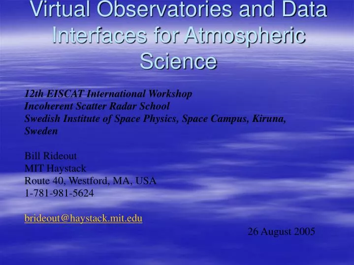 virtual observatories and data interfaces for atmospheric science