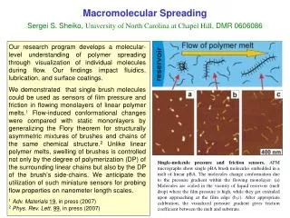 Macromolecular Spreading Sergei S. Sheiko, University of North Carolina at Chapel Hill , DMR 0606086