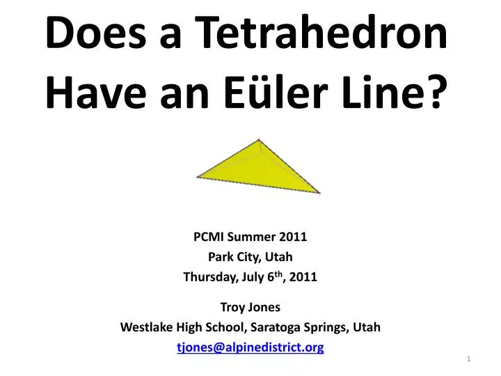 does a tetrahedron have an e ler line