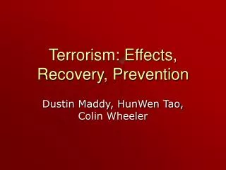 Terrorism: Effects, Recovery, Prevention