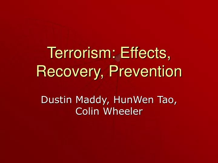 terrorism effects recovery prevention