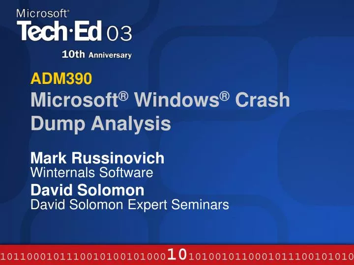 adm390 microsoft windows crash dump analysis