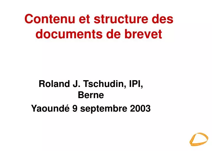 contenu et structure des documents de brevet