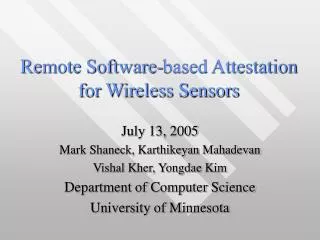 Remote Software-based Attestation for Wireless Sensors