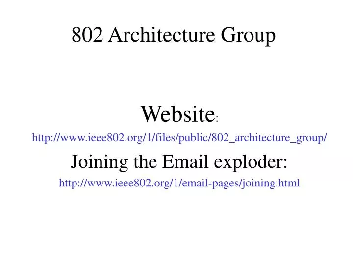 802 architecture group