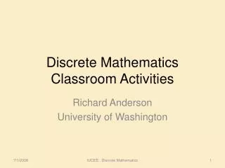 Discrete Mathematics Classroom Activities