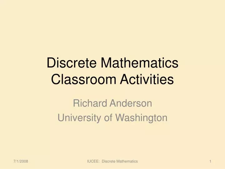 discrete mathematics classroom activities