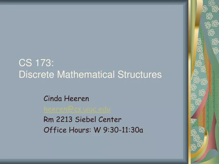 cs 173 discrete mathematical structures