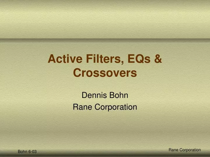 active filters eqs crossovers