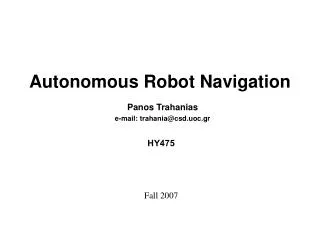 Autonomous Robot Navigation