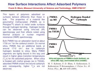 How Surface Interactions Affect Adsorbed Polymers Frank D. Blum, Missouri University of Science and Technology, DMR 0706