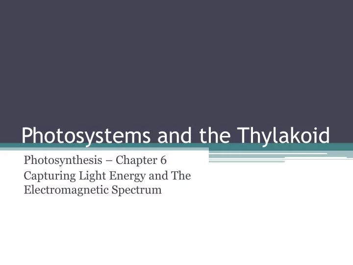 photosystems and the thylakoid