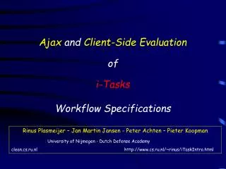 Ajax and Client-Side Evaluation of i-Tasks Workflow Specifications