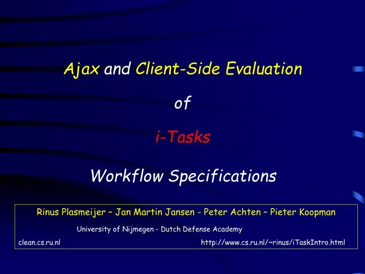 ajax and client side evaluation of i tasks workflow specifications