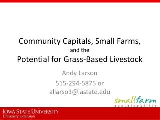 Community Capitals, Small Farms, and the Potential for Grass-Based Livestock
