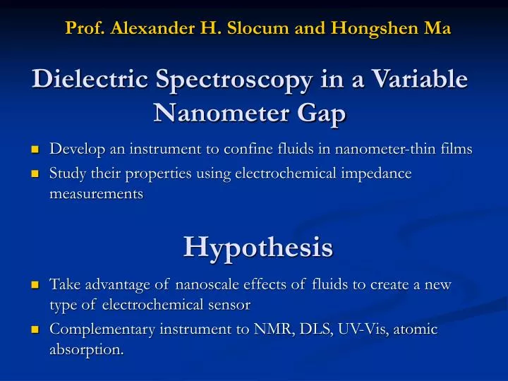 dielectric spectroscopy in a variable nanometer gap