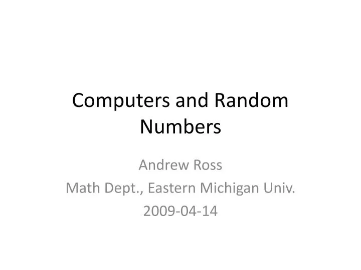 computers and random numbers