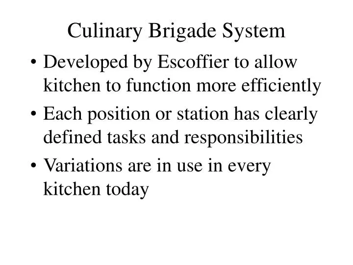 culinary brigade system