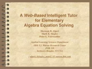 A Web-Based Intelligent Tutor for Elementary Algebra Equation Solving