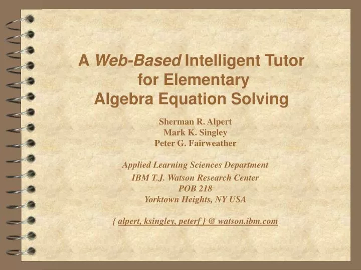 a web based intelligent tutor for elementary algebra equation solving
