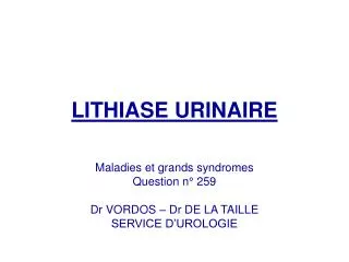 lithiase urinaire