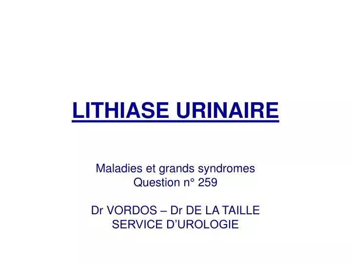 lithiase urinaire