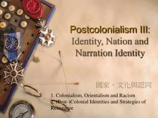 Postcolonialism III : Identity, Nation and Narration Identity