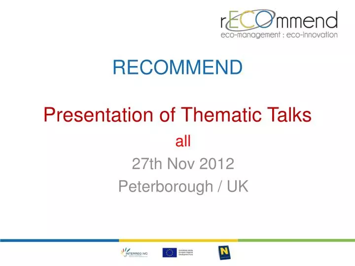 recommend presentation of thematic talks
