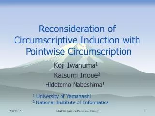 Reconsideration of Circumscriptive Induction with Pointwise Circumscription