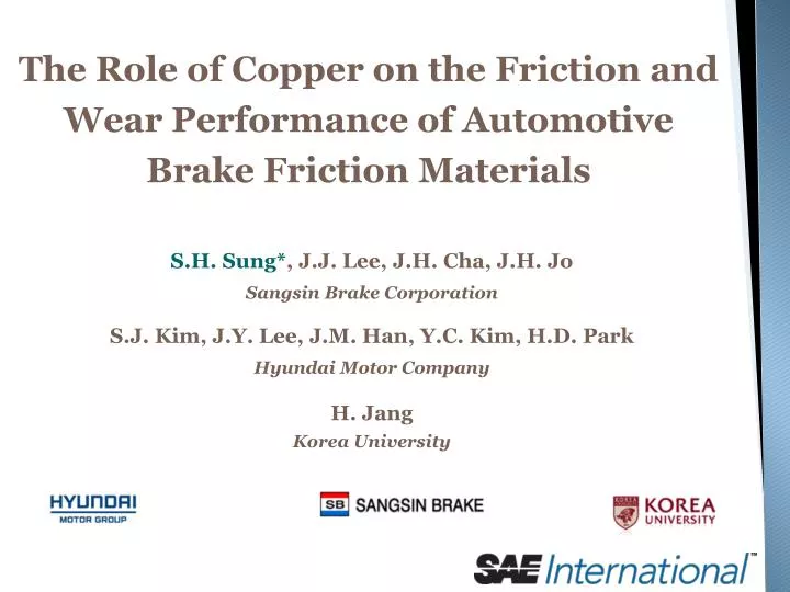 the role of copper on the friction and wear performance of automotive brake friction materials