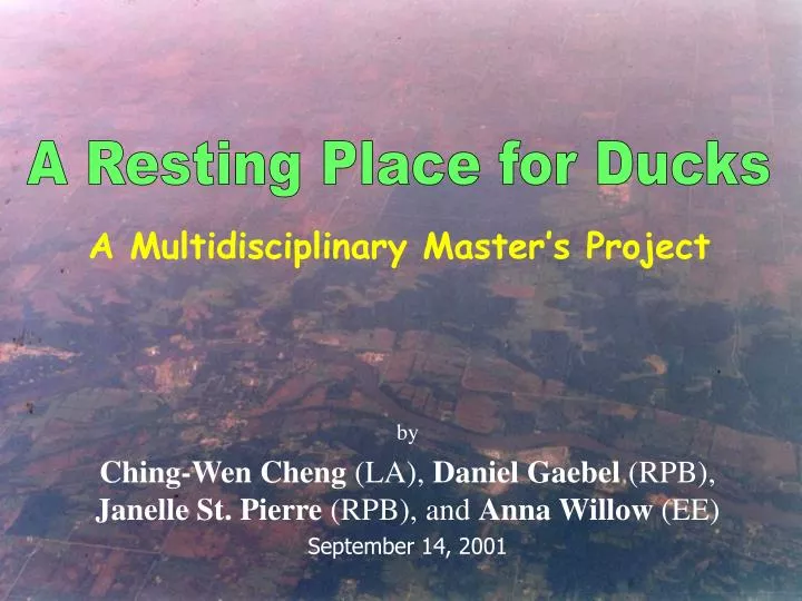 by ching wen cheng la daniel gaebel rpb janelle st pierre rpb and anna willow ee september 14 2001