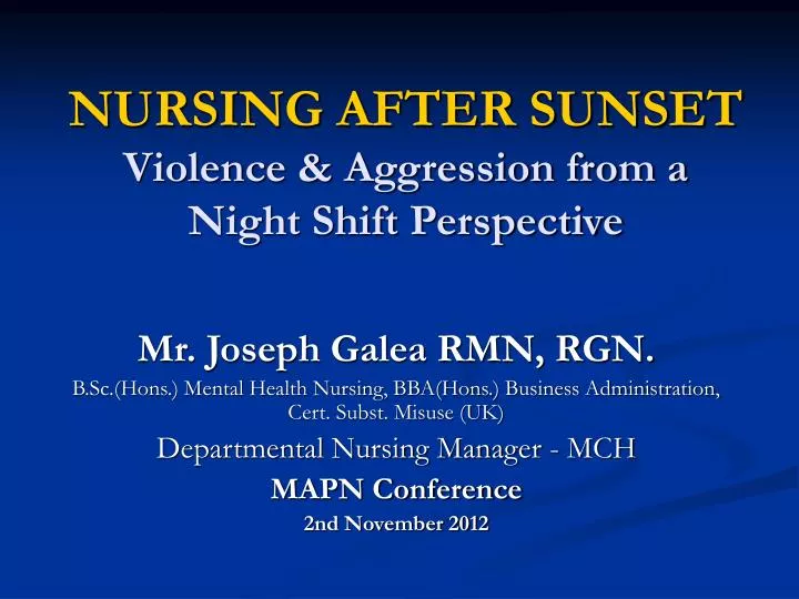 nursing after sunset violence aggression from a night shift perspective