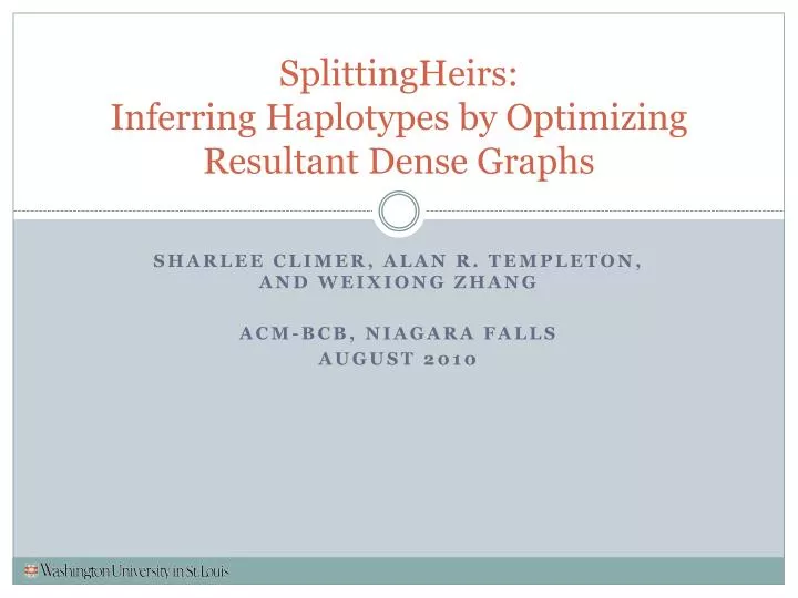 splittingheirs inferring haplotypes by optimizing resultant dense graphs