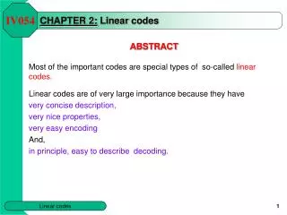 CHAPTER 2 : Linear codes