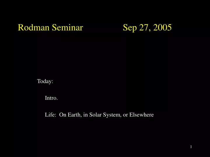 rodman seminar sep 27 2005