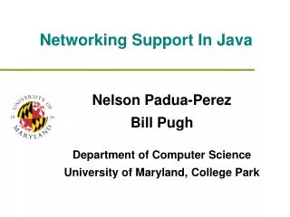 Networking Support In Java