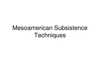 Mesoamerican Subsistence Techniques