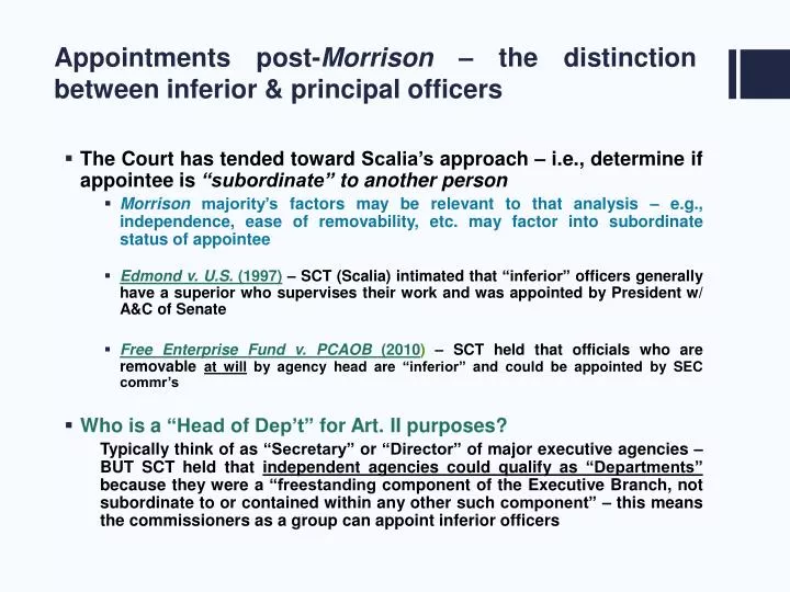 appointments post morrison the distinction between inferior principal officers