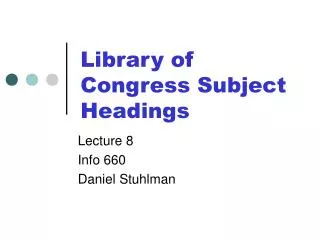 Library of Congress Subject Headings