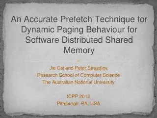 An Accurate Prefetch Technique for Dynamic Paging Behaviour for Software Distributed Shared Memory