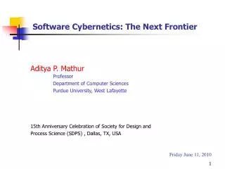 Software Cybernetics: The Next Frontier