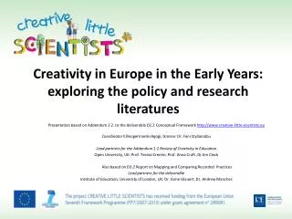Creativity in Europe in the Early Years: exploring the policy and research literatures