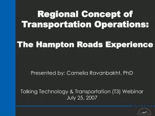Regional Concept of Transportation Operations: The Hampton Roads Experience