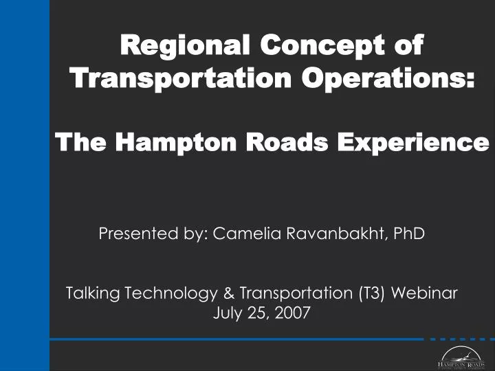 regional concept of transportation operations the hampton roads experience