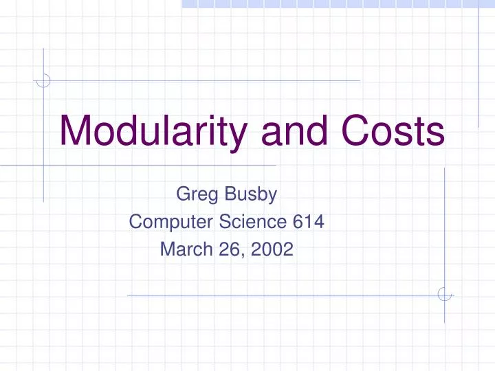 modularity and costs
