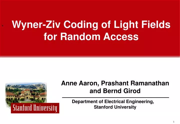 wyner ziv coding of light fields for random access