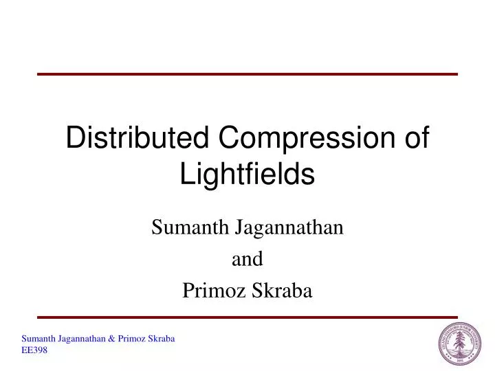 distributed compression of lightfields