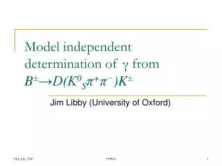 Model independent determination of γ from B ± →D(K 0 S π + π − )K ±